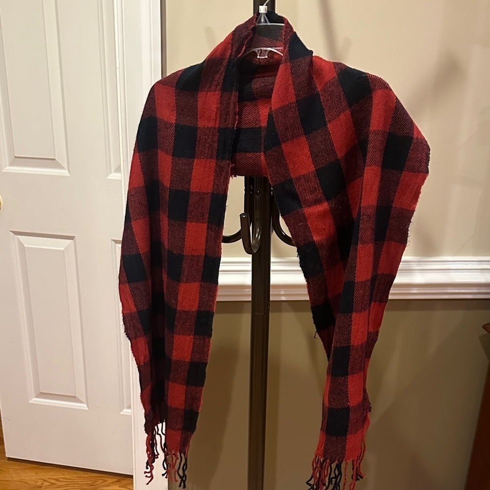 Red and Black Plaid Scarf